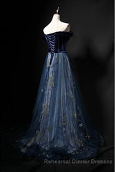 Elegant Off the Shoulder Velvet Floor Length Long Evening Dresses Semi Formal Prom Dresses